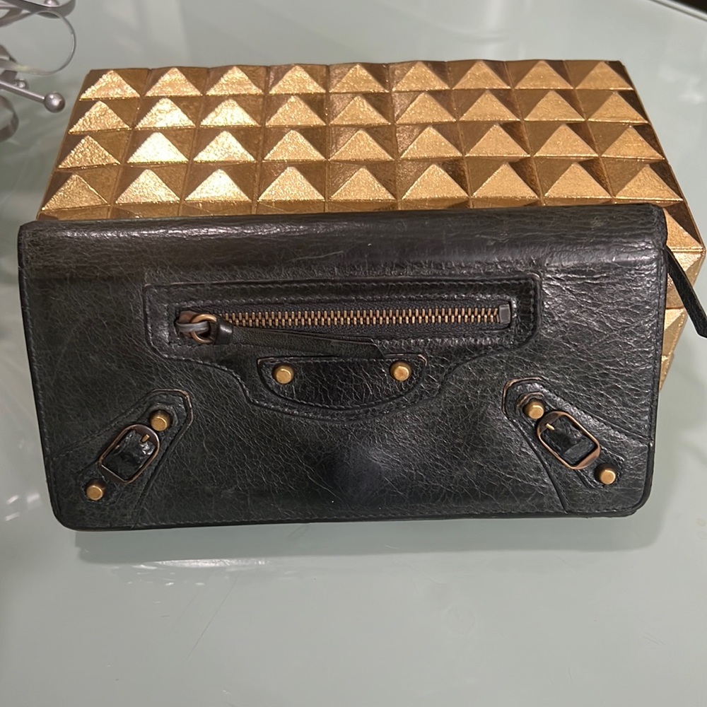 Balenciaga Wallet Long The City Bifold Black Leather